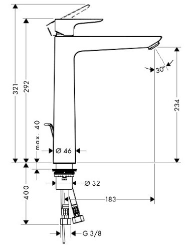 Hansgrohe izlietnes jaucējkrāns Talis E 71716000