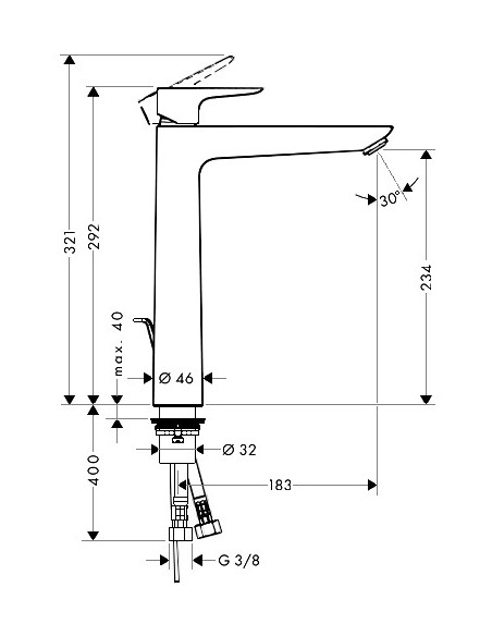Hansgrohe izlietnes jaucējkrāns Talis E 71716000