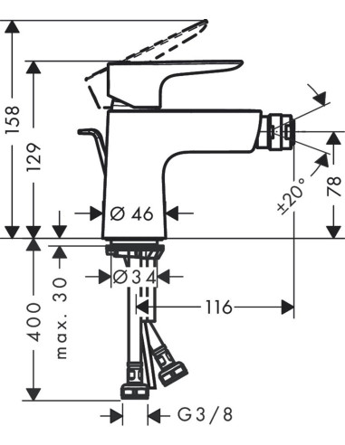 Hansgrohe bidē jaucējkrāns Talis E 71720000