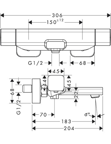 Hansgrohe termostata jaucējkrāns vannai ar dušu...