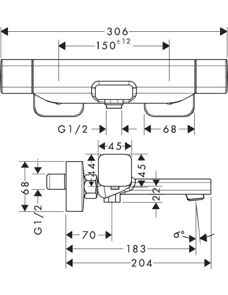 Hansgrohe termostata jaucējkrāns vannai ar dušu Ecostat E 15774000