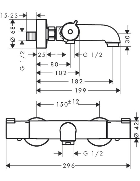 Hansgrohe termostata jaucējkrāns vannai ar dušu Ecostat 1001 CL ВМ 13201000