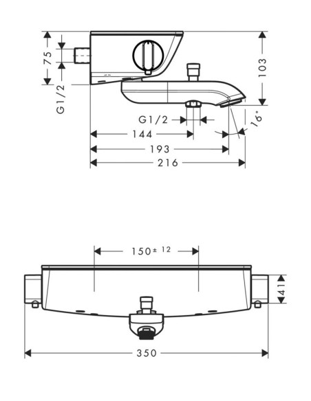Hansgrohe termostata jaucējkrāns vannai ar dušu Ecostat Select 13141400