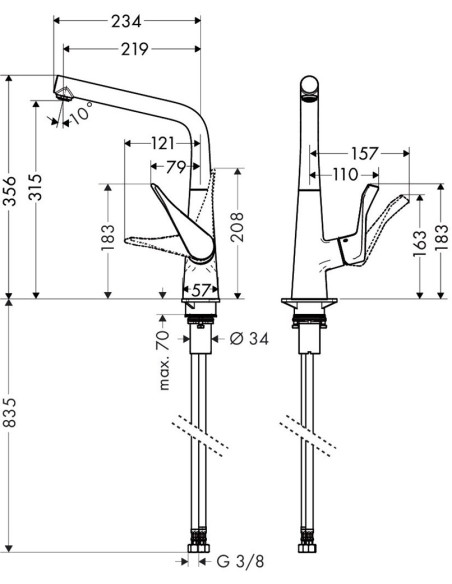 Hansgrohe virtuves jaucējkrāns Metris 14822000