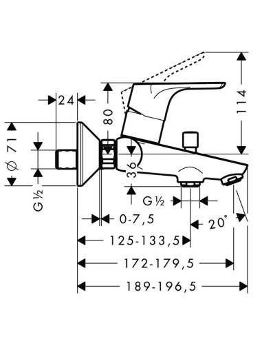 Hansgrohe jaucējkrāns vannai ar dušu Focus E2...