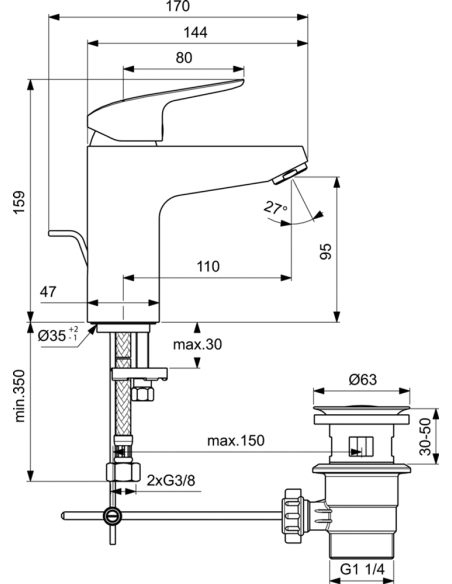 Ideal Standard izlietnes jaucējkrāns Ceraflex B1712AA