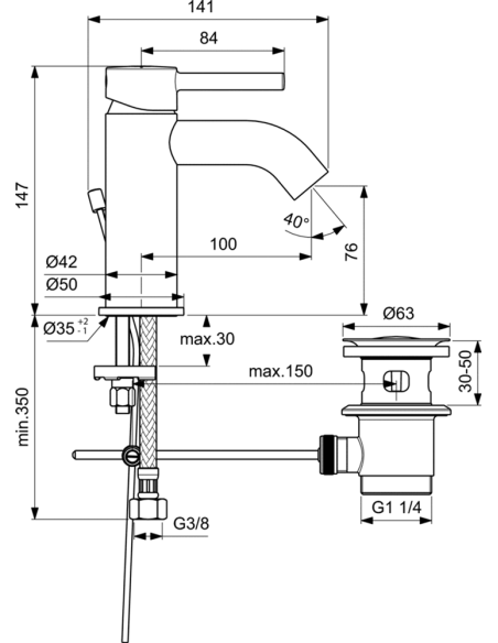 Ideal Standard izlietnes jaucējkrāns Ceraline BC193AA