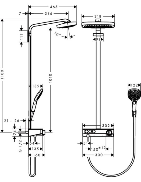 Hansgrohe dušas komplekts Raindance Select E 300 3jet 27127400