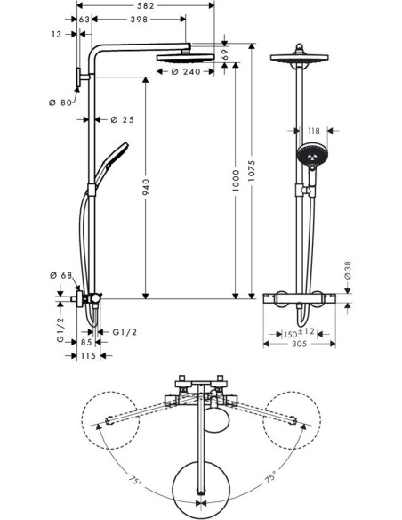Hansgrohe dušas komplekts Raindance Select S 240 2jet 27129000