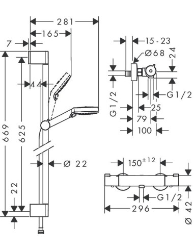 Hansgrohe dušas komplekts Crometta 27812400