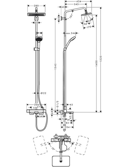 Hansgrohe dušas komplekts Croma 27687000