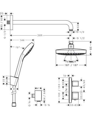 Hansgrohe dušas komplekts Croma Select E 27294000