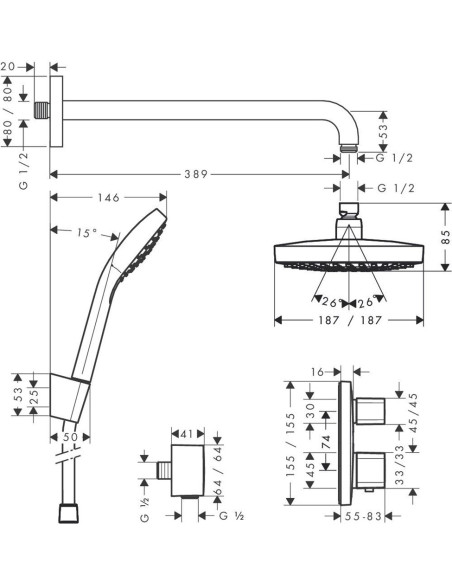Hansgrohe dušas komplekts Croma Select E 27294000