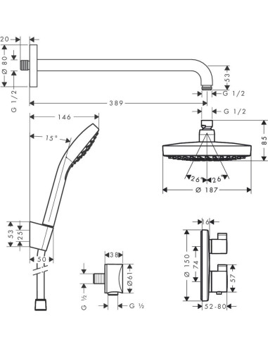 Hansgrohe dušas komplekts Croma Select S 27295000
