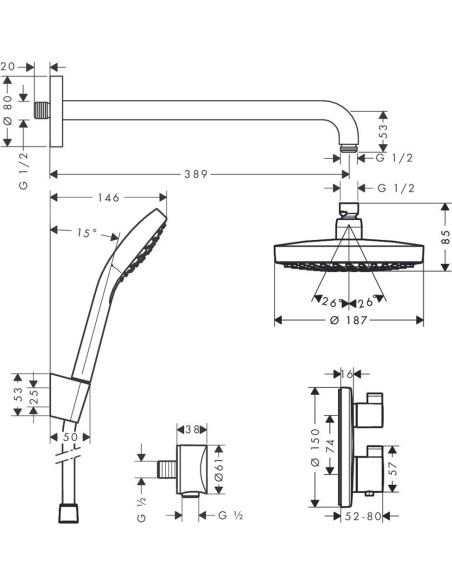 Hansgrohe dušas komplekts Croma Select S 27295000
