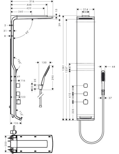 Hansgrohe dušas panelis Raindance Lift 27008400