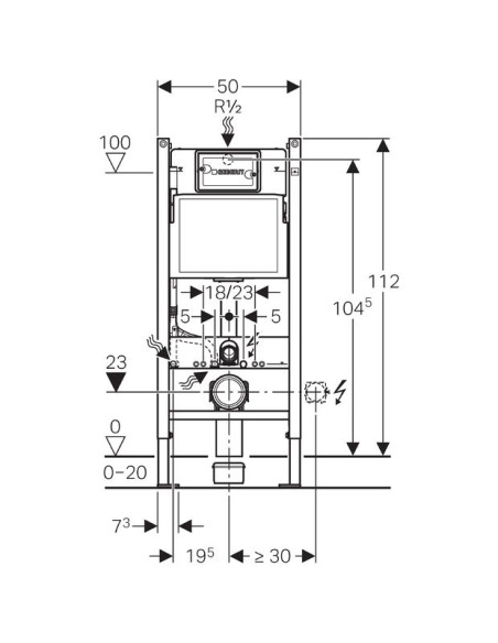 Geberit iebūvējams wc poda rāmis UP100 111.153.00.1