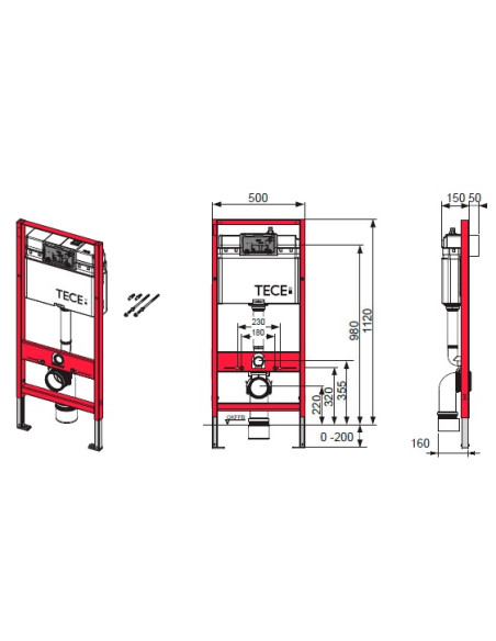 TECEbase toilet module with Base cistern, including bright chrome toilet flush plate, installation height 1120 mm
