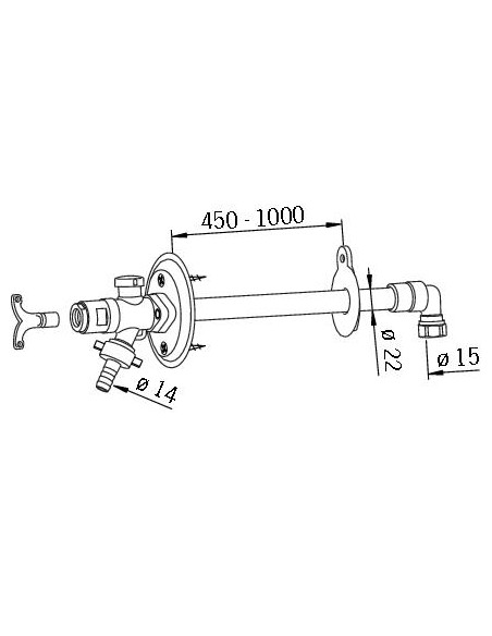 Dārza krāns neaizsalstošs 450-1000mm sienai