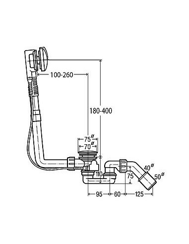 Vannas sifons Multiplex ar trosi 40/50x540mm,...