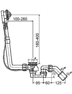 Vannas sifons Multiplex 40/50x560mm, hroms 2