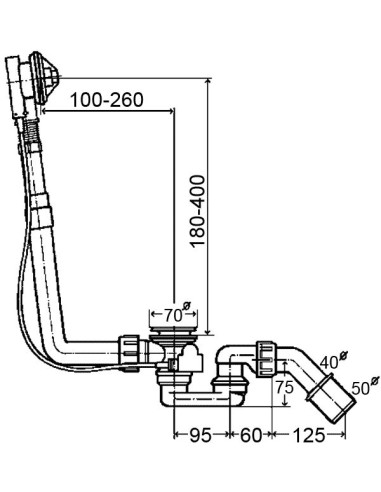 Vannas sifons Multiplex 40/50x560mm, hroms