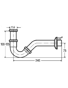 Bidē sifons bez izplūdes 11/4"x32, hroms 2