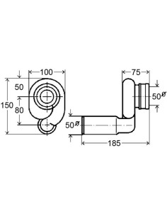 Sifons pisuāram 50x50 ar horizontālu izvadu 2