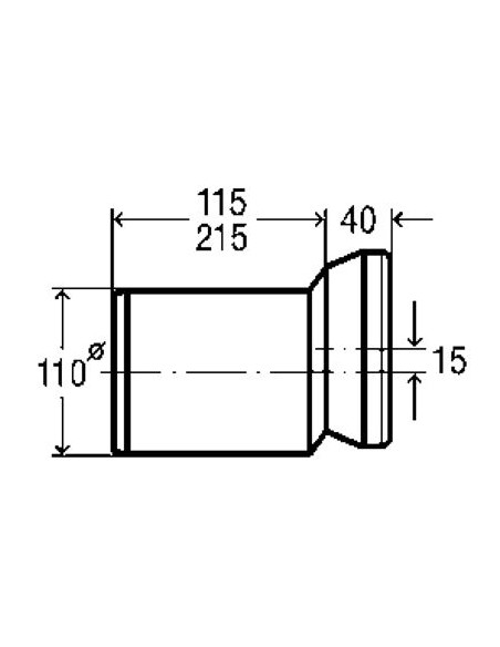 WC pieslēggabals ar ekscentra uzmavu Ø110mm, 255mm garumā balts