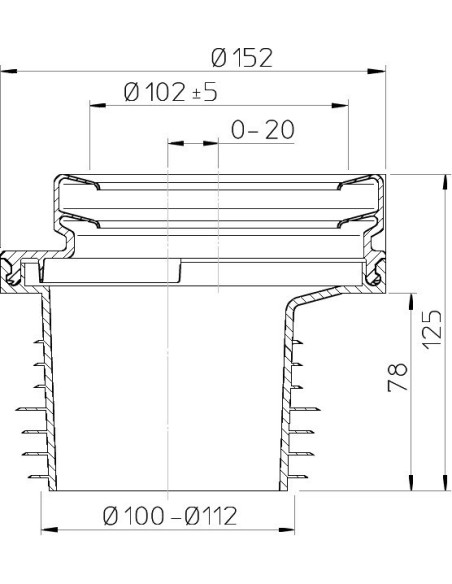 WC pieslēgmanžete ekscentra DN110