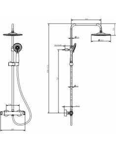 Dušas sistēma ar termostatu GEYSER MINI, Melns matēts 2