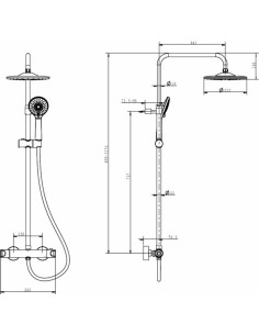 Dušas sistēma ar termostatu GEYSER MINI, Zelta krāsa 2