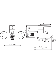 Optima vannas un dušas jaucējkrāns, hroms 2