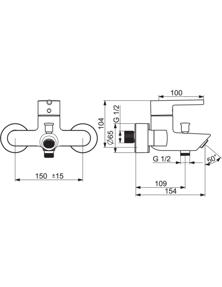 Optima vannas un dušas jaucējkrāns, hroms