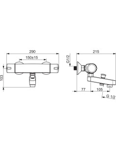 Oras Nova 7442U termostata dušas/vannas jaucējkrāns, labais 2