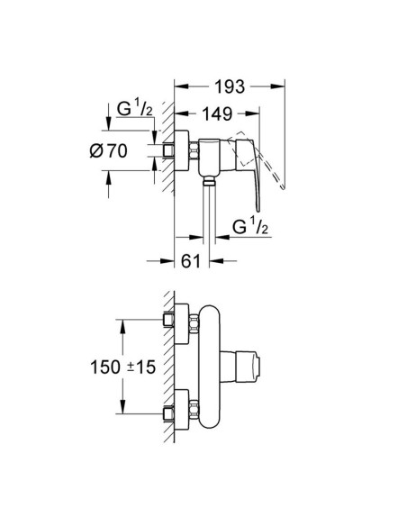 Eurostyle Cosmopolitan dušas maisītājs, hroms