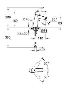 Eurosmart izlietnes maisītājs, M-izmērs, hroms 2