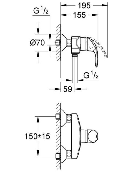 Eurosmart dušas maisītājs, hroms