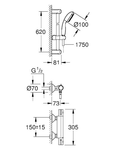 Grohtherm 800 dušas termostata komplekts, hroms