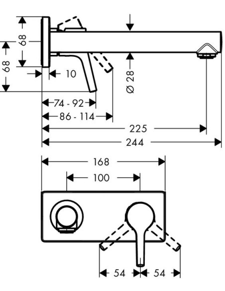 Talis S sienā iebūvējams izlietnes maisītājs, hroms