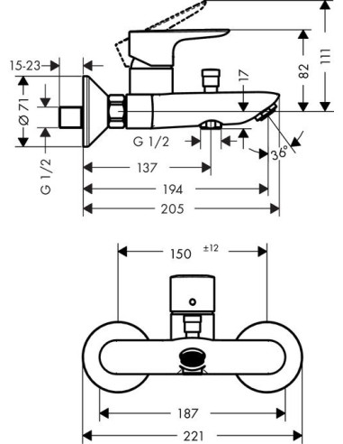 Talis E vannas maisītājs, hroms