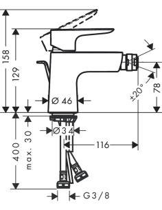 Talis E bidē maisītājs ar pop-up, hroms 2