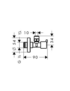 Stūra ventīlis S 1/2x3/8x10mm, hroms 2