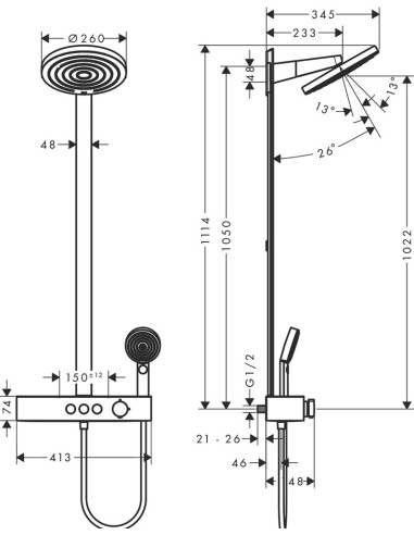Pulsify 260 2 jet ar termostatu ShowerTablet...