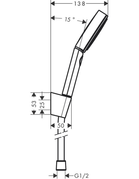 Pulsify 105 3jet, rokas dušas komplekts ar turētāju un dušas vadu 1600mm, matēts melns