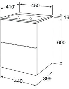 Vannas istabas skapītis ar izlietni Graphic Base 45 cm balts 2