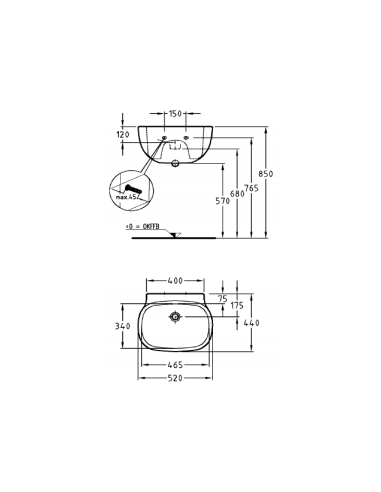 Keramag keramiskā izlietne CITTERIO 52x44cm, 223150-000