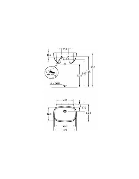 Keramag keramiskā izlietne CITTERIO 52x44cm, 223150-000