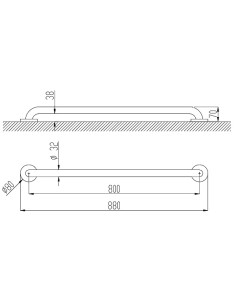 Invalīdu rokturis 80cm NT krāsots balts 2