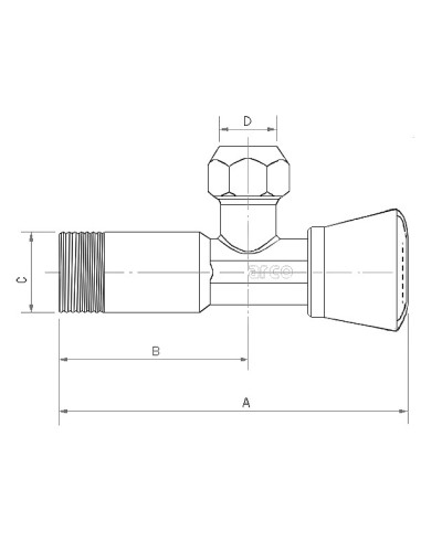 Stūra pieslēgventīlis 1/2"x10mm (3/8"),...